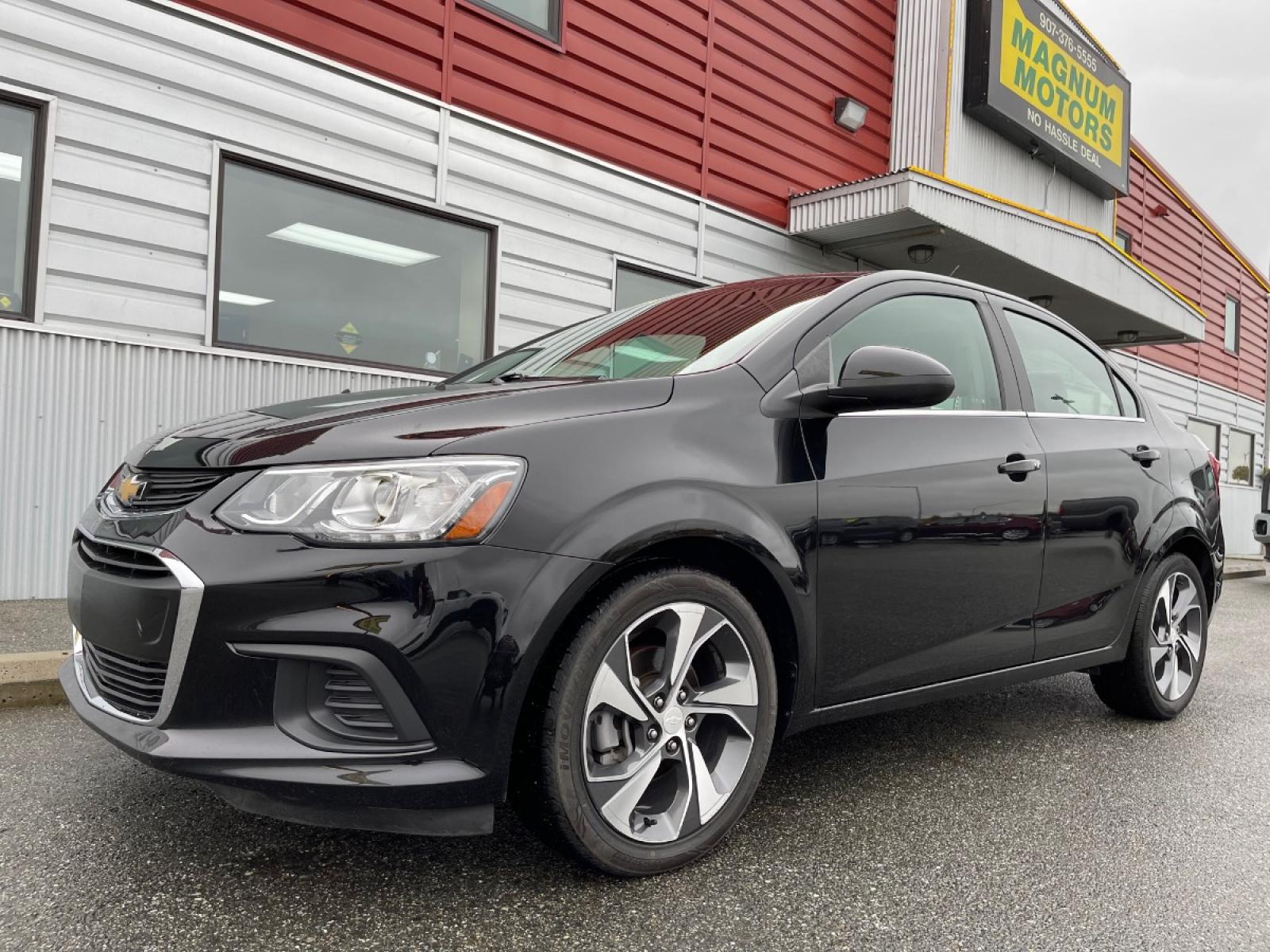 2020 BLACK /Black CHEVROLET SONIC PREMIER (1G1JF5SB2L4) with an 1.4L engine, Automatic transmission, located at 1960 Industrial Drive, Wasilla, 99654, (907) 274-2277, 61.573475, -149.400146 - Photo #0